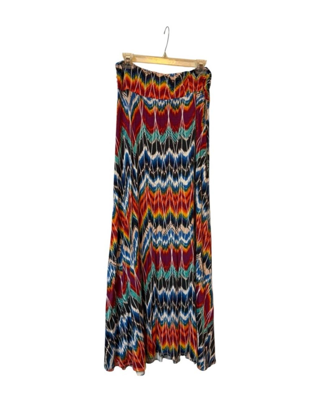 Renee C. Multicolor Chevron Super Maxi Skirt 2X